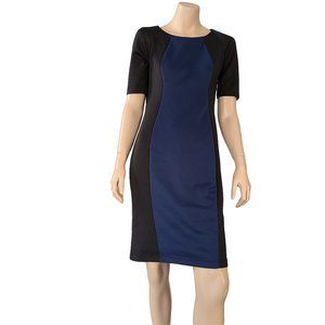 Blue & Black Block Dress Gold Zipper M (IMO)